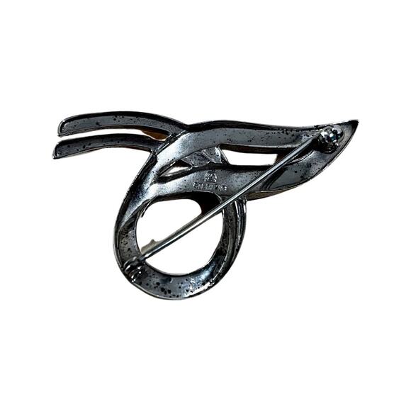 Sterling Silver Abstract Brooch, Vintage 1960s Pin, Silver Pin - Picture 7 of 7